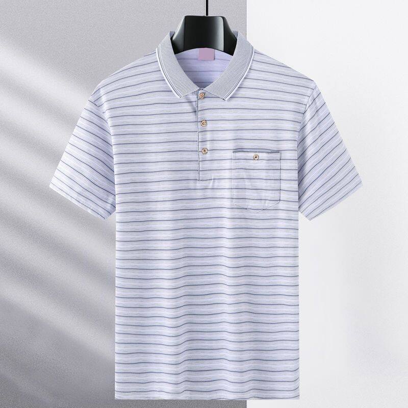 Ảnh 25: Áo thun polo kẻ sọc ngang là gợi ý không tồi cho các anh có chiều cao đáng ngưỡng mộ và dáng người hơi gầy (Nguồn: Internet)