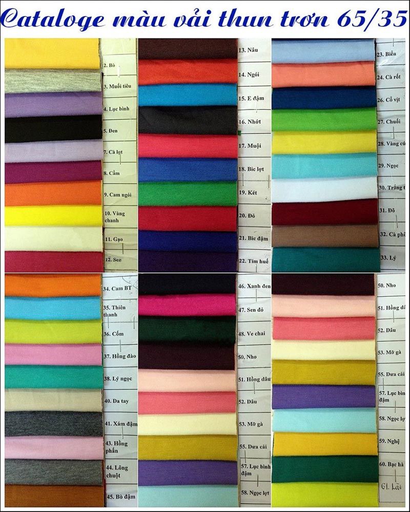 Bảng màu các loại vải may áo đồng phục team building