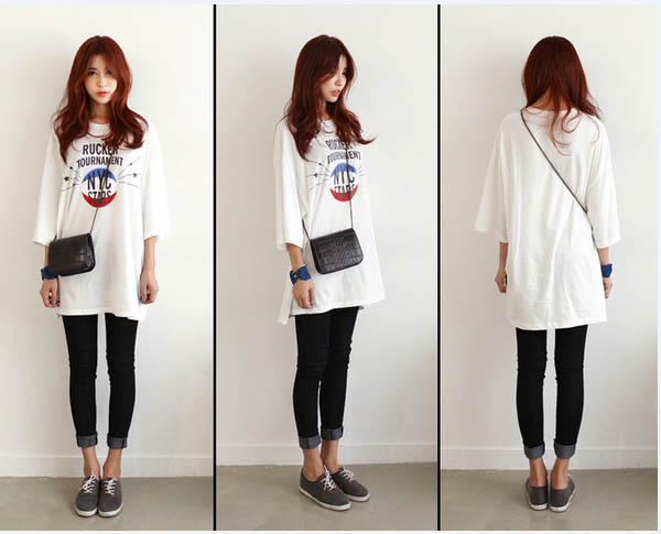 Áo thun oversize phối quần legging