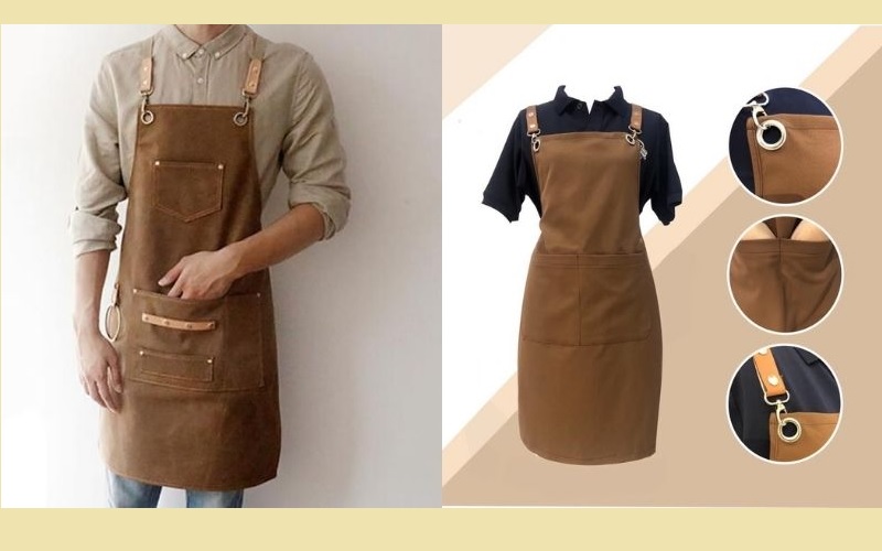 Tạp dề quán cafe / trà sữa màu nâu