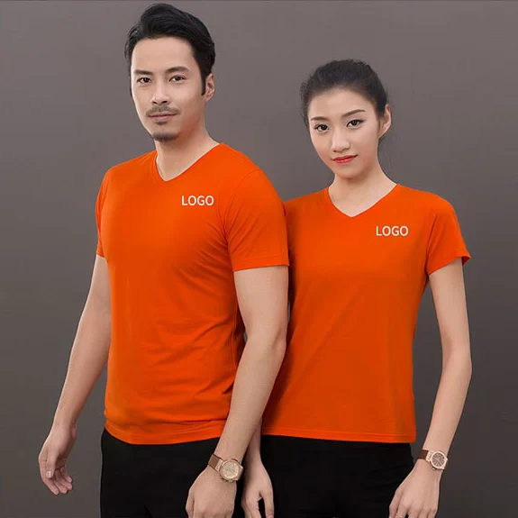 Áo thun đồng phục quán cafe kiểu cổ tim