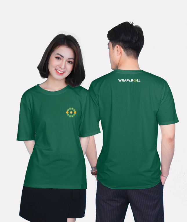 Áo thun đồng phục quán cafe kiểu cổ tròn: